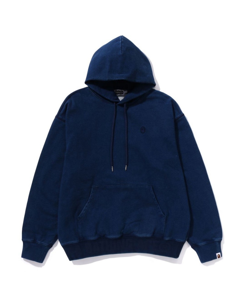 Sweatshirt Bape Logo Ribbing Pullover Hoodie Bleu Marine Bleu Homme | CQF-27529210